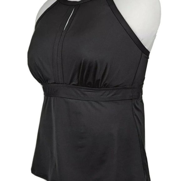Lands End Plus Size Long Keyhole High Neck Modest Tankini Built In Bra Tall - Picture 7 of 12